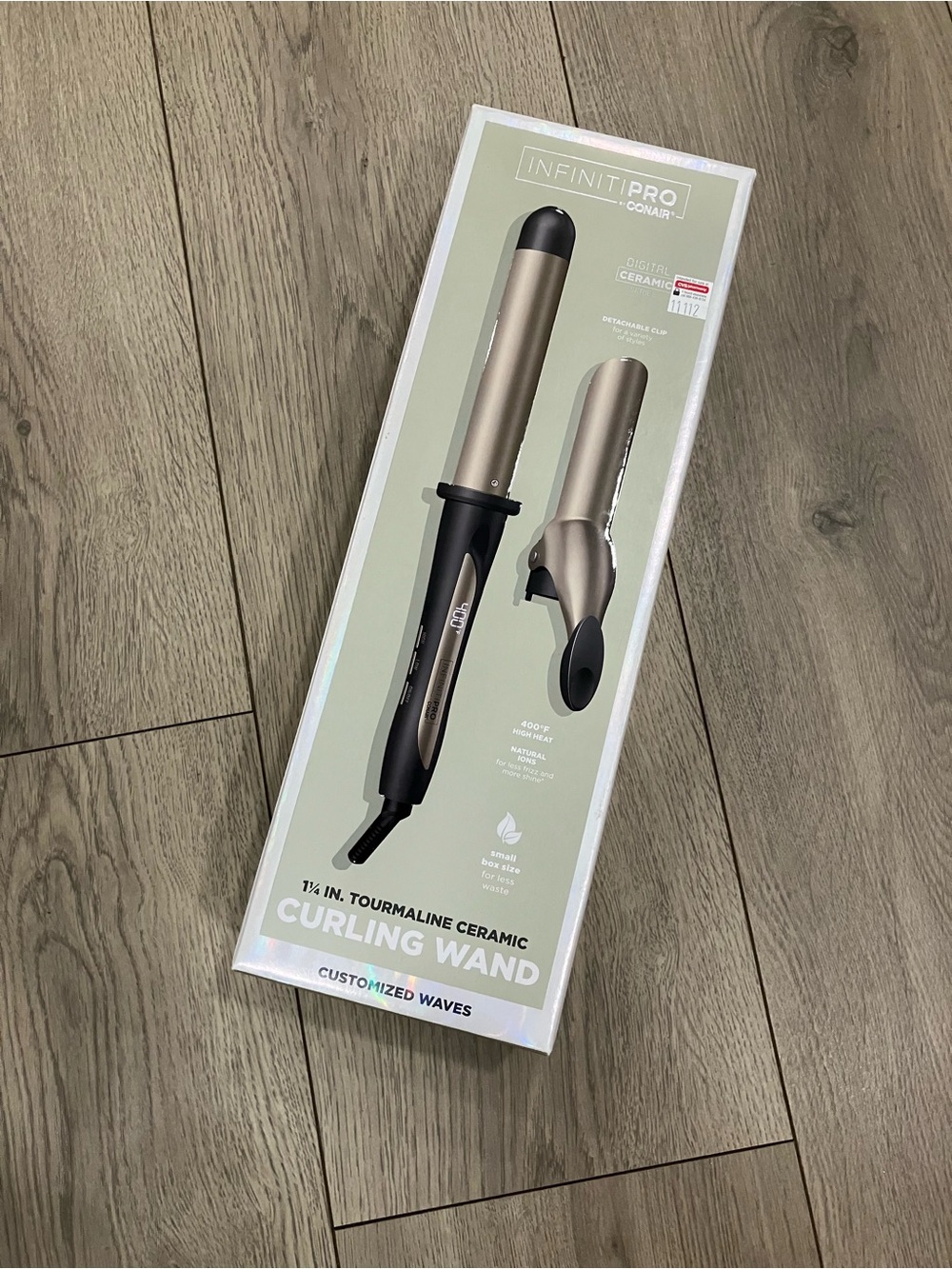 1¼" Tourmaline Ceramic Curling Wand - Champagne & Black